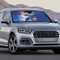 Marshall Islands Manit Day Auto Sun Shade Grunge National Flag with Whales and Tribal Tattoos - Polynesian Pride