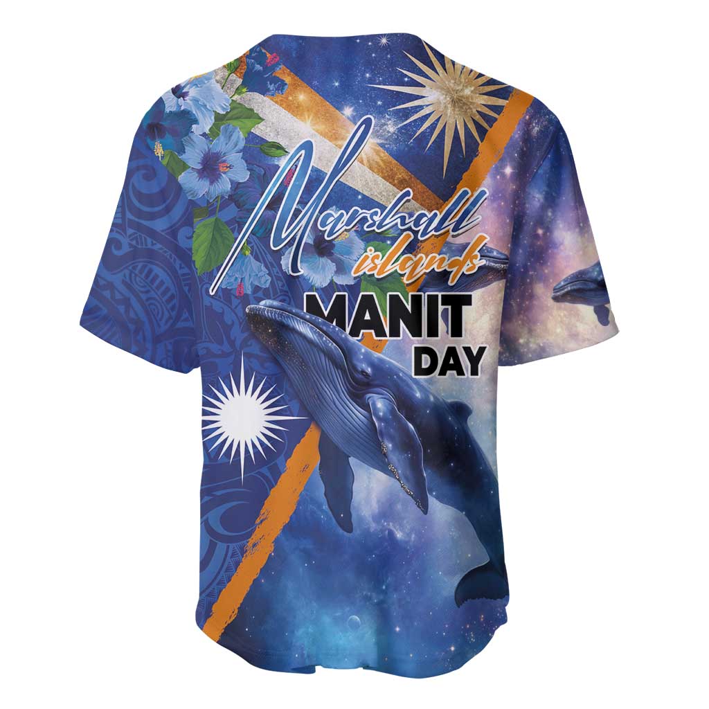 Marshall Islands Manit Day Baseball Jersey Grunge National Flag with Whales and Tribal Tattoos LT03 - Polynesian Pride