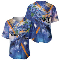 Marshall Islands Manit Day Baseball Jersey Grunge National Flag with Whales and Tribal Tattoos LT03 - Polynesian Pride