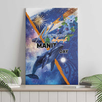 Marshall Islands Manit Day Canvas Wall Art Grunge National Flag with Whales and Tribal Tattoos LT03 - Polynesian Pride