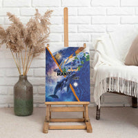 Marshall Islands Manit Day Canvas Wall Art Grunge National Flag with Whales and Tribal Tattoos LT03 - Polynesian Pride