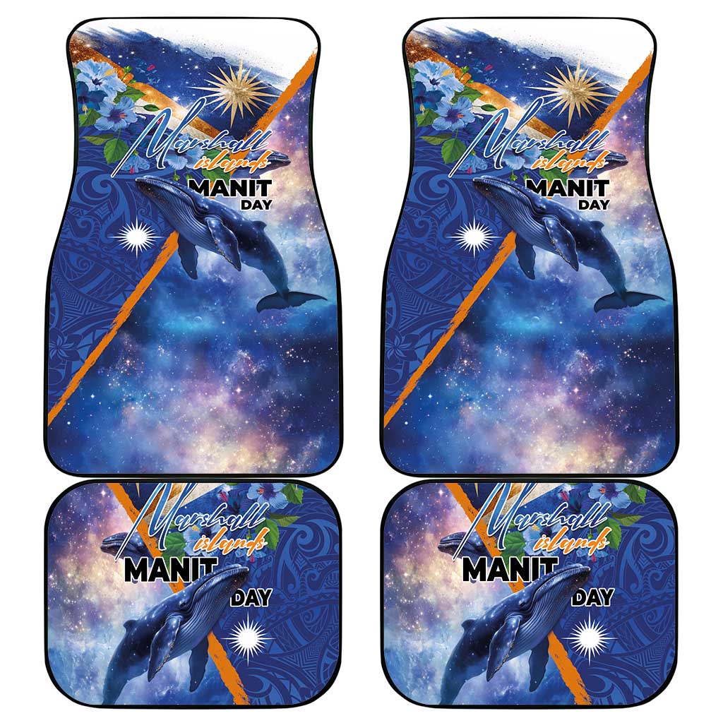 Marshall Islands Manit Day Car Mats Grunge National Flag with Whales and Tribal Tattoos LT03 - Polynesian Pride