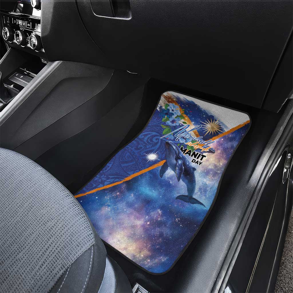 Marshall Islands Manit Day Car Mats Grunge National Flag with Whales and Tribal Tattoos LT03 - Polynesian Pride