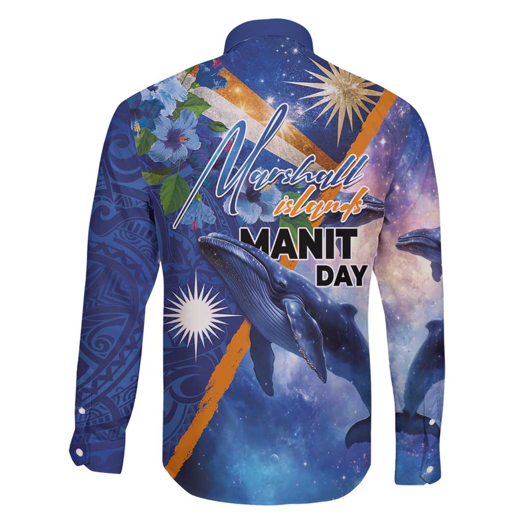 Marshall Islands Manit Day Family Matching Summer Maxi Dress and Hawaiian Shirt Grunge National Flag with Whales and Tribal Tattoos LT03 - Polynesian Pride