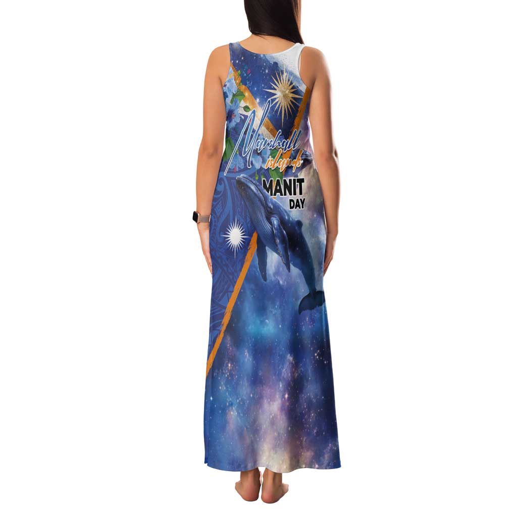 Marshall Islands Manit Day Family Matching Tank Maxi Dress and Hawaiian Shirt Grunge National Flag with Whales and Tribal Tattoos LT03 - Polynesian Pride