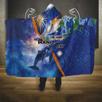 Marshall Islands Manit Day Hooded Blanket Grunge National Flag with Whales and Tribal Tattoos LT03 - Polynesian Pride