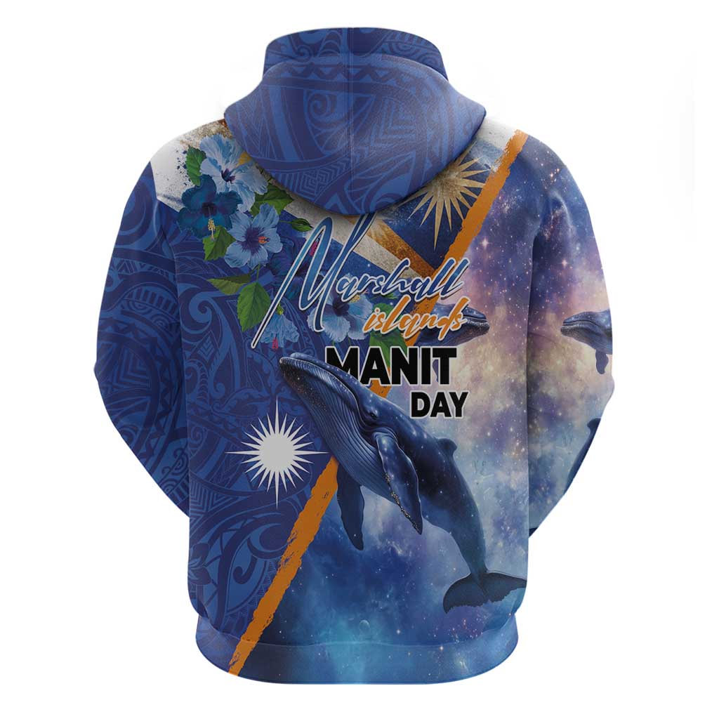 Marshall Islands Manit Day Hoodie Grunge National Flag with Whales and Tribal Tattoos LT03 - Polynesian Pride