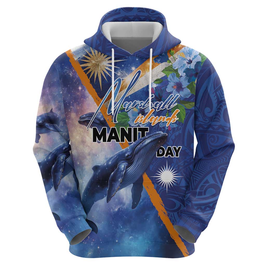 Marshall Islands Manit Day Hoodie Grunge National Flag with Whales and Tribal Tattoos LT03 - Polynesian Pride