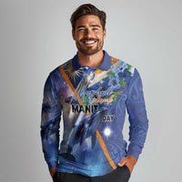Marshall Islands Manit Day Long Sleeve Polo Shirt Grunge National Flag with Whales and Tribal Tattoos LT03 - Polynesian Pride