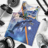 Marshall Islands Manit Day Men Tank Top Grunge National Flag with Whales and Tribal Tattoos LT03 - Polynesian Pride