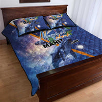 Marshall Islands Manit Day Quilt Bed Set Grunge National Flag with Whales and Tribal Tattoos LT03 - Polynesian Pride