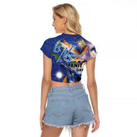 Marshall Islands Manit Day Raglan Cropped T Shirt Grunge National Flag with Whales and Tribal Tattoos LT03 - Polynesian Pride