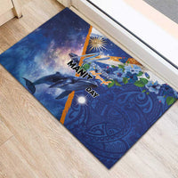 Marshall Islands Manit Day Rubber Doormat Grunge National Flag with Whales and Tribal Tattoos LT03 - Polynesian Pride