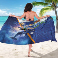 Marshall Islands Manit Day Sarong Grunge National Flag with Whales and Tribal Tattoos LT03 - Polynesian Pride