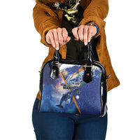Marshall Islands Manit Day Shoulder Handbag Grunge National Flag with Whales and Tribal Tattoos LT03 One Size Blue - Polynesian Pride