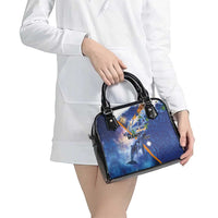 Marshall Islands Manit Day Shoulder Handbag Grunge National Flag with Whales and Tribal Tattoos LT03 - Polynesian Pride
