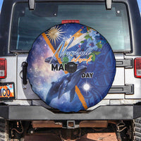 Marshall Islands Manit Day Spare Tire Cover Grunge National Flag with Whales and Tribal Tattoos LT03 Blue - Polynesian Pride
