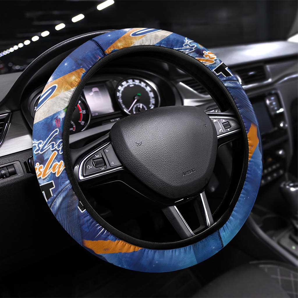 Marshall Islands Manit Day Steering Wheel Cover Grunge National Flag with Whales and Tribal Tattoos - Polynesian Pride