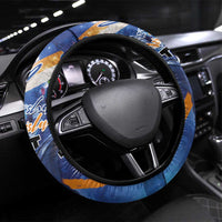 Marshall Islands Manit Day Steering Wheel Cover Grunge National Flag with Whales and Tribal Tattoos LT03 Universal Fit Blue - Polynesian Pride