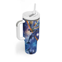 Marshall Islands Manit Day Tumbler With Handle Grunge National Flag with Whales and Tribal Tattoos LT03 - Polynesian Pride