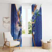 Marshall Islands Manit Day Window Curtain Grunge National Flag with Whales and Tribal Tattoos LT03 - Polynesian Pride