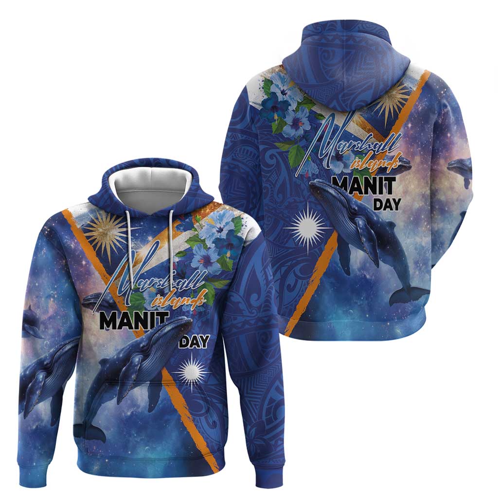 Marshall Islands Manit Day Zip Hoodie Grunge National Flag with Whales and Tribal Tattoos LT03 - Polynesian Pride