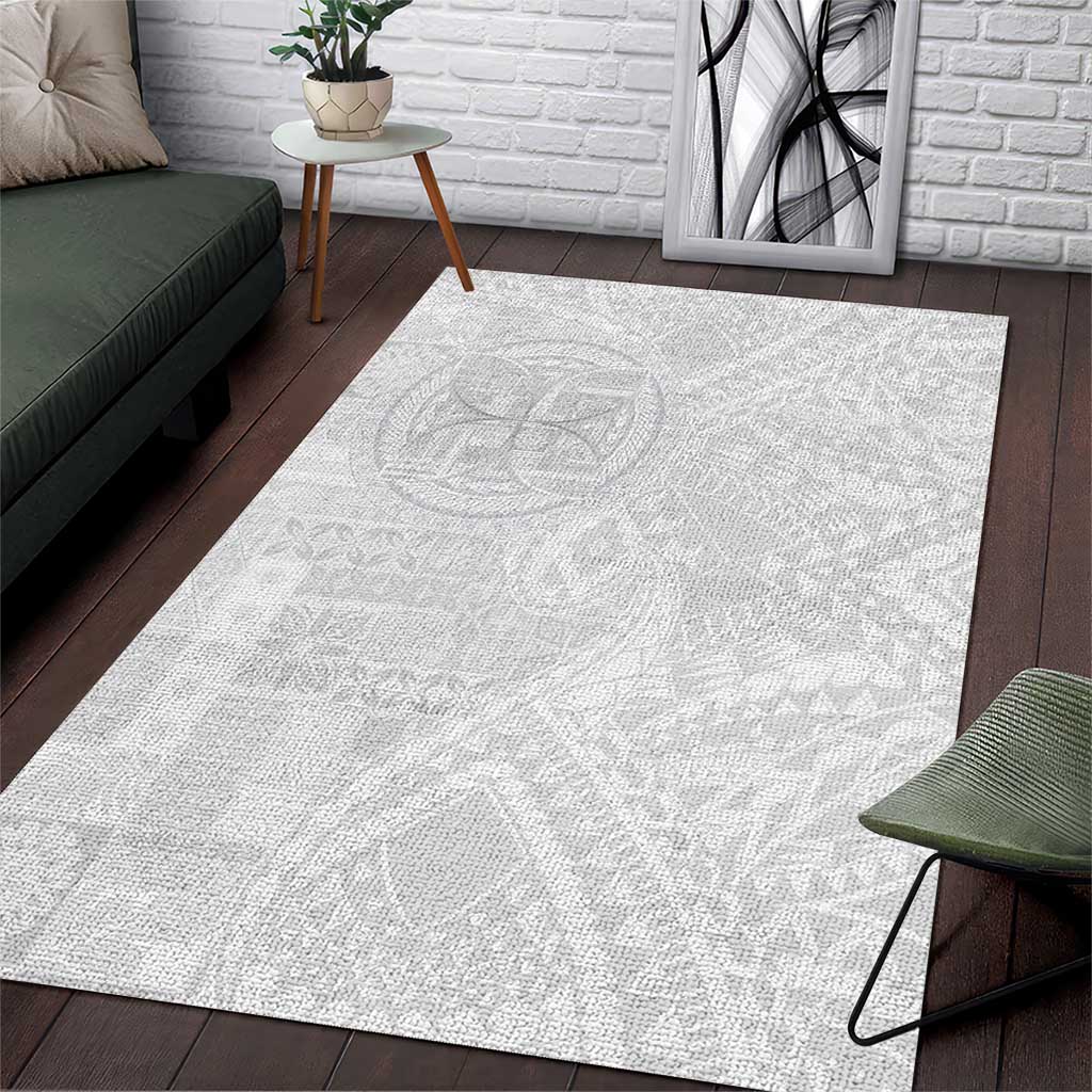 Samoan Culture-Lotu Tamaiti Area Rug Siapo and Polynesian Art Tattoos LT03 White - Polynesian Pride
