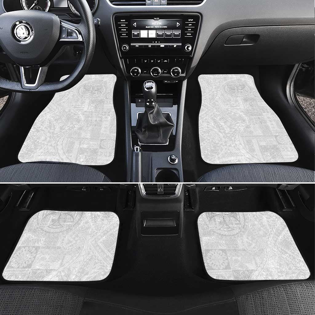 Samoan Culture-Lotu Tamaiti Car Mats Siapo and Polynesian Art Tattoos LT03 Set 4pcs White - Polynesian Pride