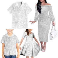 Samoan Culture-Lotu Tamaiti Family Matching Off The Shoulder Long Sleeve Dress and Hawaiian Shirt Siapo and Polynesian Art Tattoos - Polynesian Pride