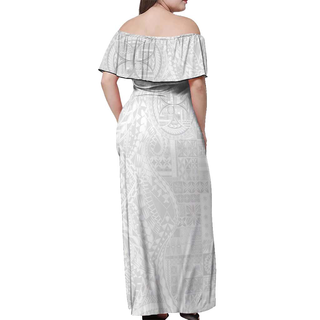 Samoan Culture-Lotu Tamaiti Off Shoulder Maxi Dress Siapo and Polynesian Art Tattoos - Polynesian Pride