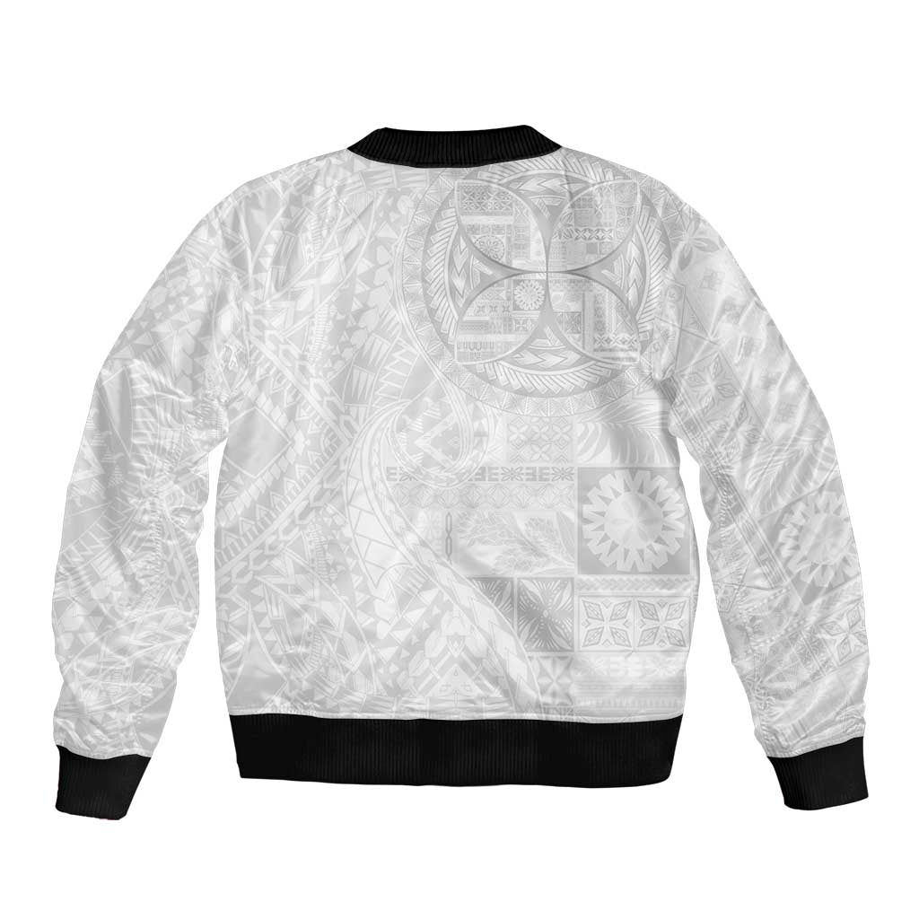 Samoan Culture-Lotu Tamaiti Sleeve Zip Bomber Jacket Siapo and Polynesian Art Tattoos - Polynesian Pride