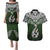 Aotearoa New Zealand Couples Matching Puletasi Dress and Hawaiian Shirt Silver Fern and Matau with Maori Tribal Green Style LT03 Green - Polynesian Pride