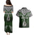 Aotearoa New Zealand Couples Matching Puletasi Dress and Hawaiian Shirt Silver Fern and Matau with Maori Tribal Green Style LT03 - Polynesian Pride