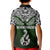 Aotearoa New Zealand Kid Polo Shirt Silver Fern and Matau with Maori Tribal Green Style LT03 - Polynesian Pride