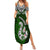 Aotearoa New Zealand Summer Maxi Dress Silver Fern and Matau with Maori Tribal Green Style LT03 Women Green - Polynesian Pride