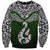 Aotearoa New Zealand Sweatshirt Silver Fern and Matau with Maori Tribal Green Style LT03 Unisex Green - Polynesian Pride