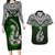 Custom Aotearoa New Zealand Couples Matching Long Sleeve Bodycon Dress and Hawaiian Shirt Silver Fern and Matau with Maori Tribal Green Style LT03 Green - Polynesian Pride