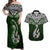 Custom Aotearoa New Zealand Couples Matching Off Shoulder Maxi Dress and Hawaiian Shirt Silver Fern and Matau with Maori Tribal Green Style LT03 Green - Polynesian Pride