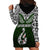 Custom Aotearoa New Zealand Hoodie Dress Silver Fern and Matau with Maori Tribal Green Style LT03 - Polynesian Pride