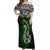 Custom Aotearoa New Zealand Off Shoulder Maxi Dress Silver Fern and Matau with Maori Tribal Green Style LT03 Women Green - Polynesian Pride