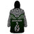 Custom Aotearoa New Zealand Wearable Blanket Hoodie Silver Fern and Matau with Maori Tribal Green Style LT03 - Polynesian Pride