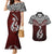 Aotearoa New Zealand Couples Matching Mermaid Dress and Hawaiian Shirt Silver Fern and Matau with Maori Tribal Red Style LT03 Red - Polynesian Pride