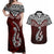 Aotearoa New Zealand Couples Matching Off Shoulder Maxi Dress and Hawaiian Shirt Silver Fern and Matau with Maori Tribal Red Style LT03 Red - Polynesian Pride