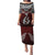 Aotearoa New Zealand Puletasi Silver Fern and Matau with Maori Tribal Red Style LT03 Long Dress Red - Polynesian Pride