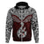 Custom Aotearoa New Zealand Hoodie Silver Fern and Matau with Maori Tribal Red Style LT03 Zip Hoodie Red - Polynesian Pride