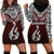 Custom Aotearoa New Zealand Hoodie Dress Silver Fern and Matau with Maori Tribal Red Style LT03 - Polynesian Pride