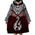 Custom Aotearoa New Zealand Wearable Blanket Hoodie Silver Fern and Matau with Maori Tribal Red Style LT03 - Polynesian Pride