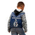 Aotearoa New Zealand Kid Hoodie Silver Fern and Matau with Maori Tribal Blue Style LT03 - Polynesian Pride