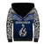 Aotearoa New Zealand Sherpa Hoodie Silver Fern and Matau with Maori Tribal Blue Style LT03 - Polynesian Pride