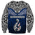 Aotearoa New Zealand Sweatshirt Silver Fern and Matau with Maori Tribal Blue Style LT03 - Polynesian Pride